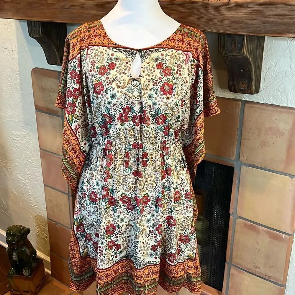 Zara TRF Floral Elastic Waist Smock Style Mini Dress, M!
